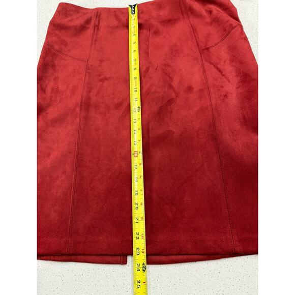 Andrew Marc New York Women’s Large Faux Suede Seamed Pencil Stretch Skirt Rust - Picture 5 of 10